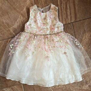 Rare Editions Cream and Pink Lacy Fancy Dress